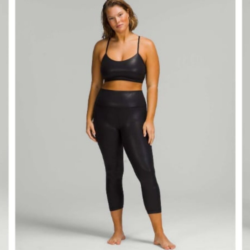 LULULEMON Align High Rise Crop 23" Shine Leggings Radiate Foil Print Black 6